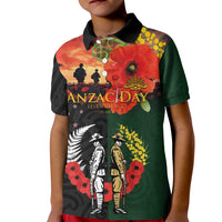 New Zealand and Australia ANZAC Day Kid Polo Shirt Lest We Forget Indigenous and Maori Pattern