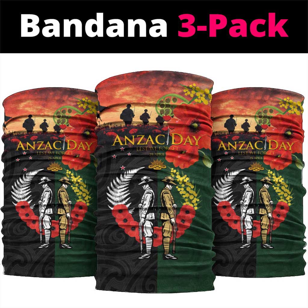 New Zealand and Australia ANZAC Day Neck Gaiter Lest We Forget Indigenous and Maori Pattern