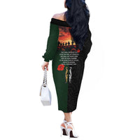 New Zealand and Australia ANZAC Day Off The Shoulder Long Sleeve Dress Lest We Forget Indigenous and Maori Pattern LT03 - Polynesian Pride