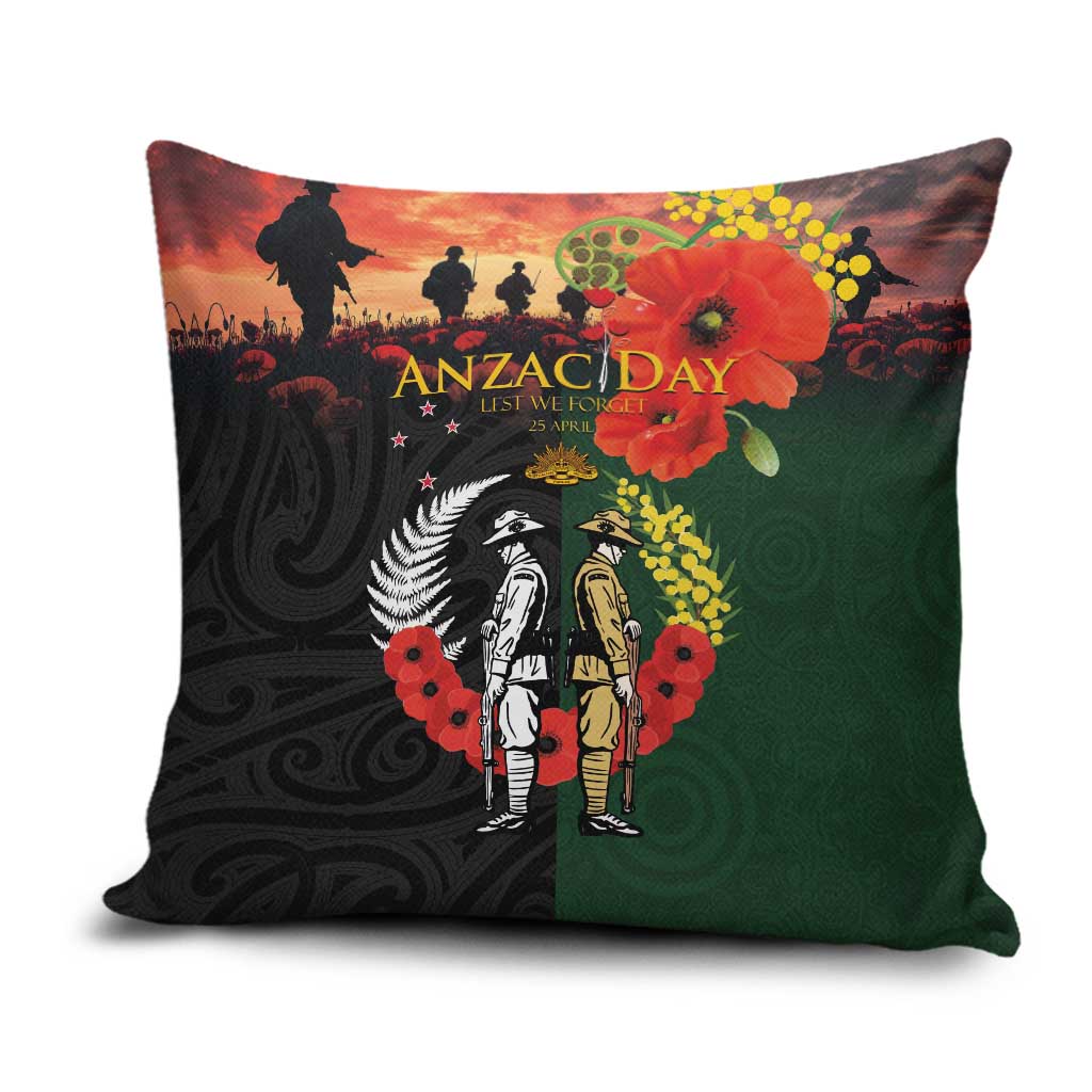 New Zealand and Australia ANZAC Day Pillow Cover Lest We Forget Indigenous and Maori Pattern