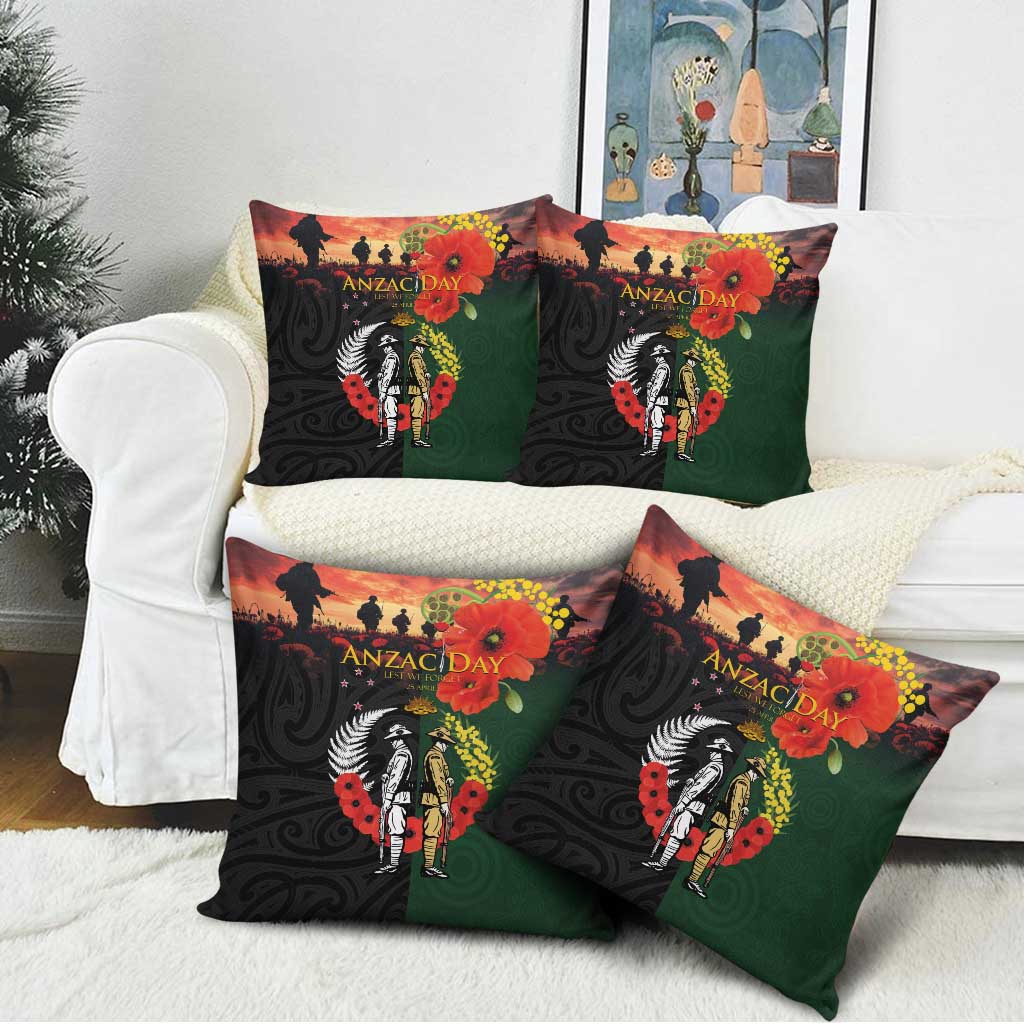New Zealand and Australia ANZAC Day Pillow Cover Lest We Forget Indigenous and Maori Pattern