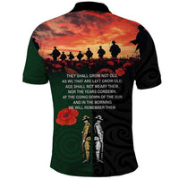 New Zealand and Australia ANZAC Day Polo Shirt Lest We Forget Indigenous and Maori Pattern