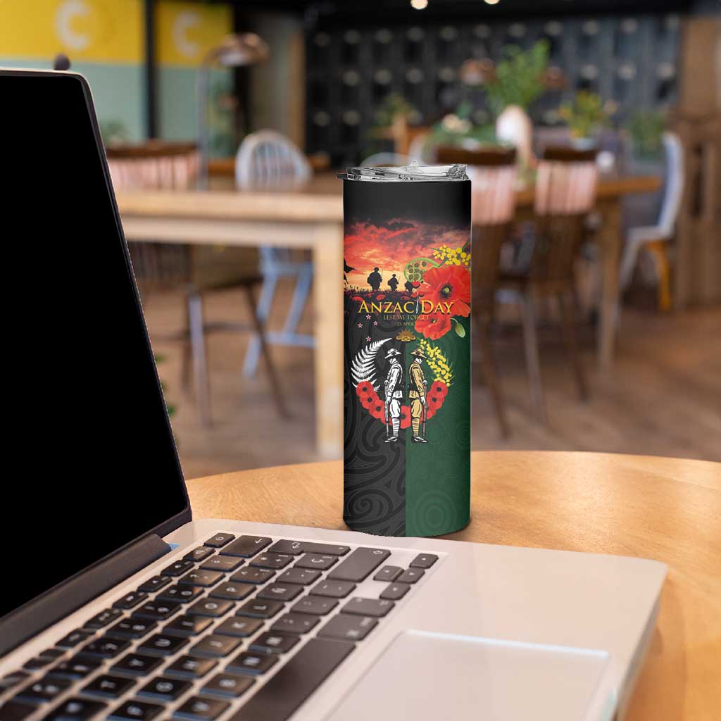 New Zealand and Australia ANZAC Day Skinny Tumbler Lest We Forget Indigenous and Maori Pattern