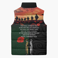 New Zealand and Australia ANZAC Day Sleeveless Puffer Jacket Lest We Forget Indigenous and Maori Pattern