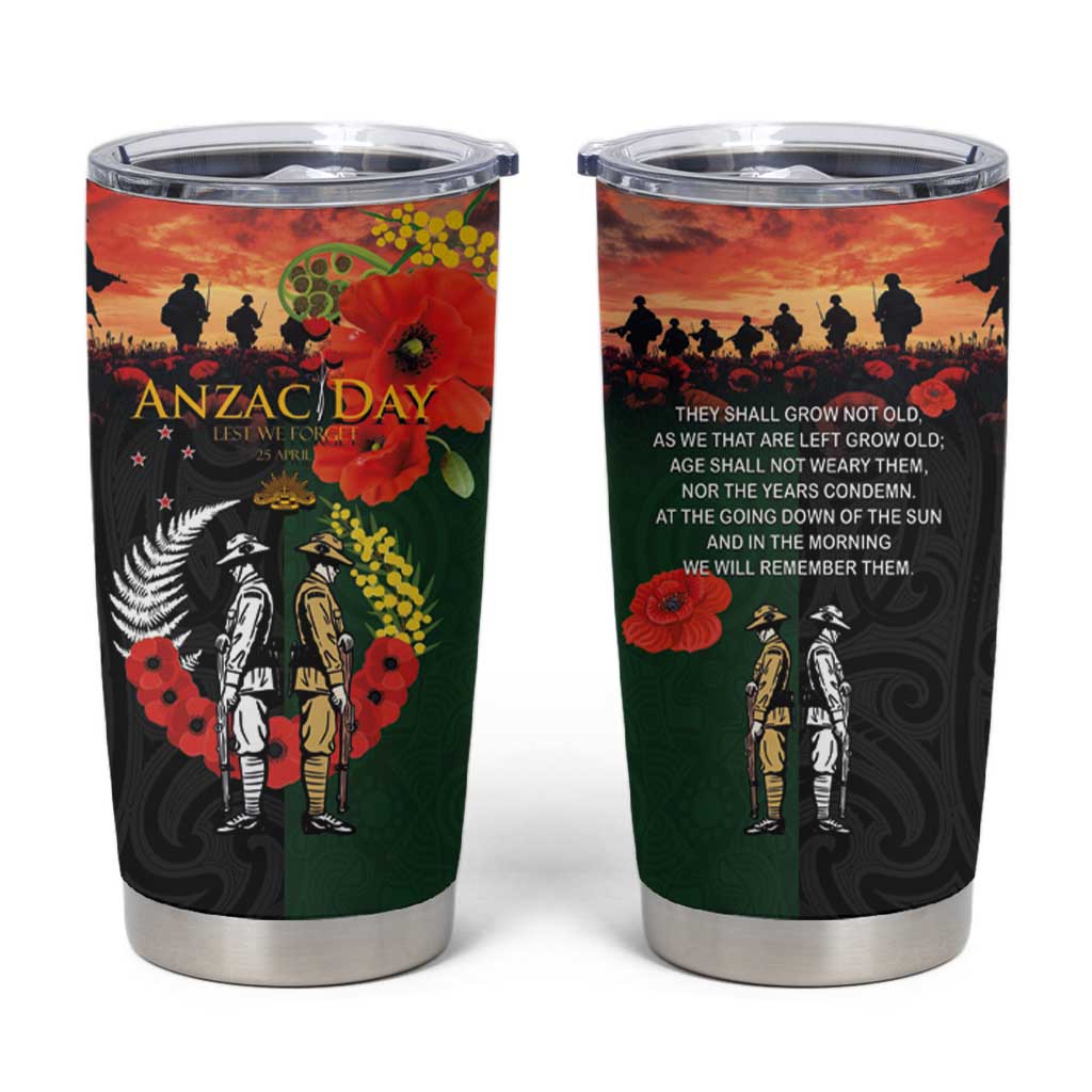 New Zealand and Australia ANZAC Day Tumbler Cup Lest We Forget Indigenous and Maori Pattern