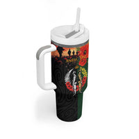New Zealand and Australia ANZAC Day Tumbler With Handle Lest We Forget Indigenous and Maori Pattern