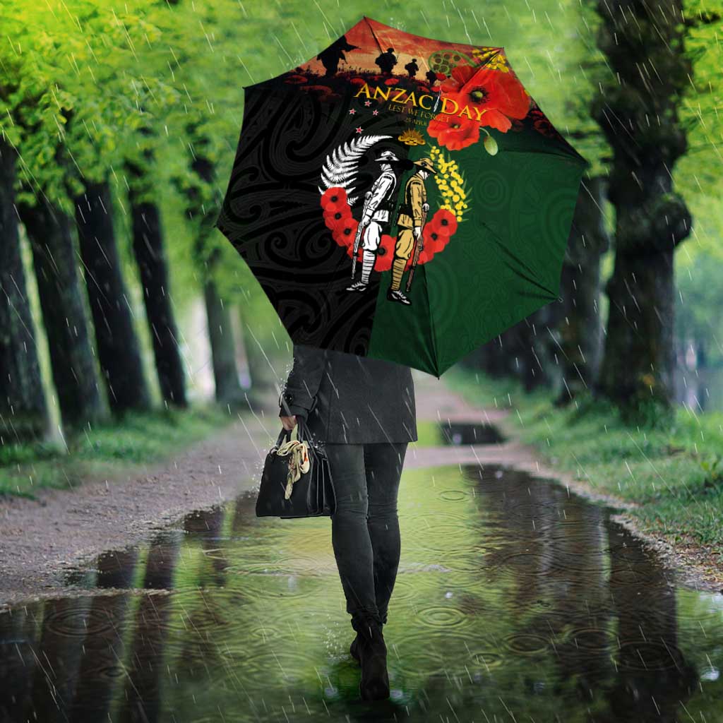 New Zealand and Australia ANZAC Day Umbrella Lest We Forget Indigenous and Maori Pattern