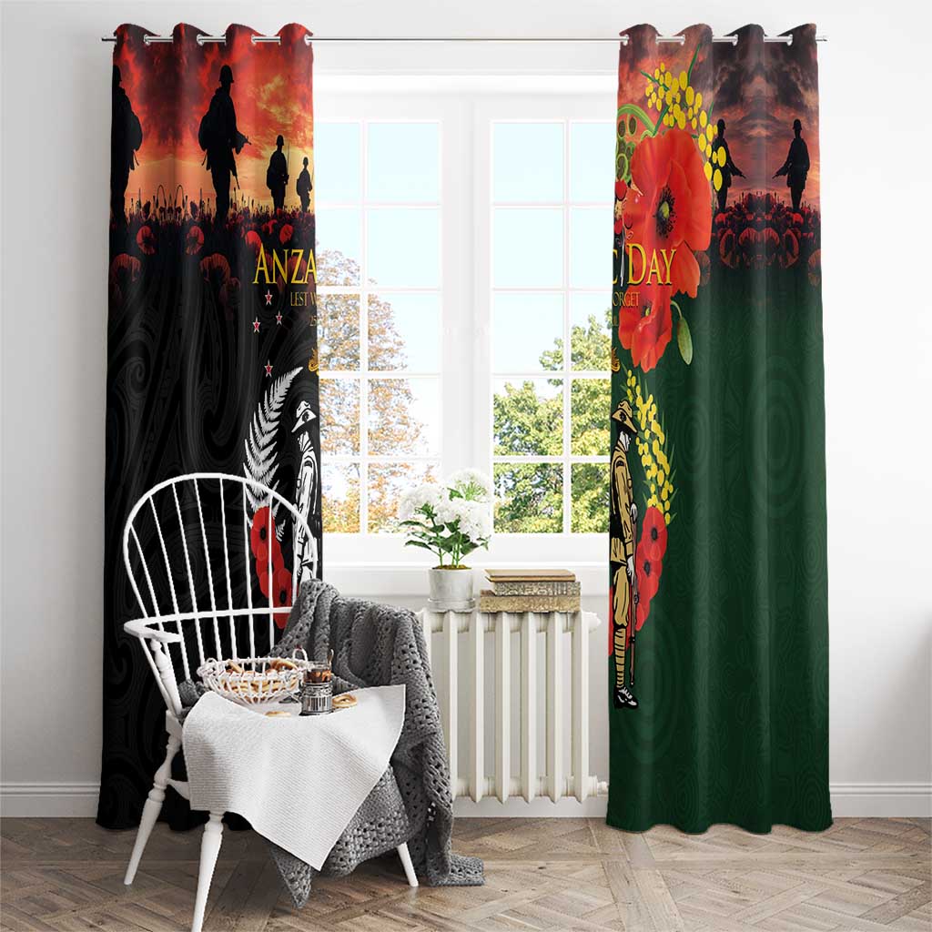 New Zealand and Australia ANZAC Day Window Curtain Lest We Forget Indigenous and Maori Pattern