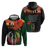 New Zealand and Australia ANZAC Day Zip Hoodie Lest We Forget Indigenous and Maori Pattern