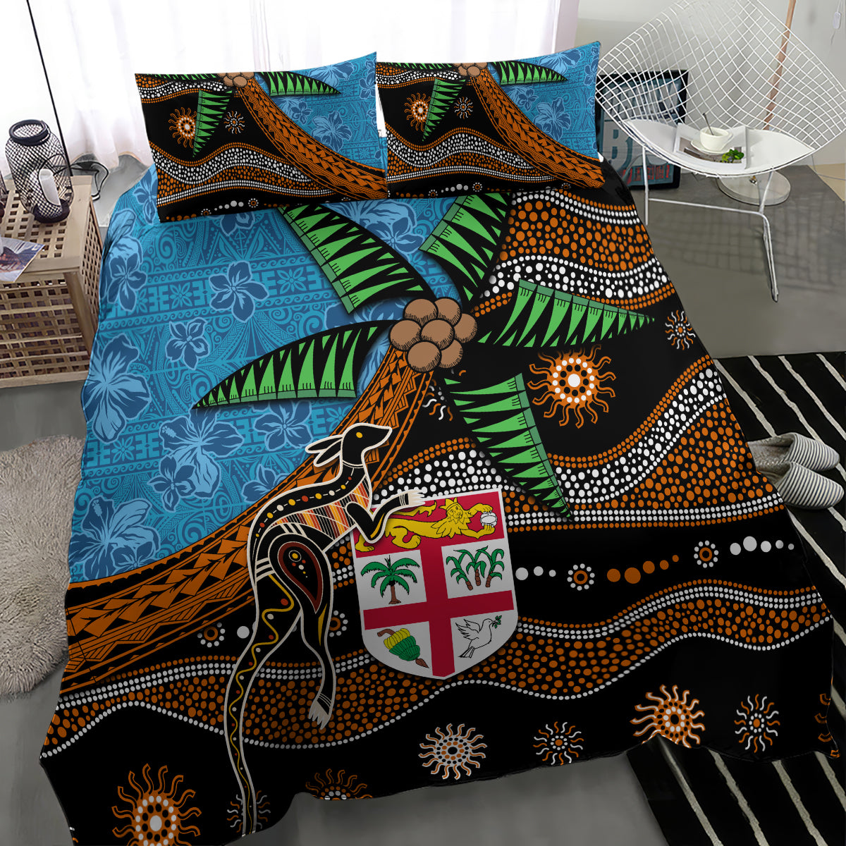 Fiji and Australia Bedding Set Fijian and Aboriginal mix Culture