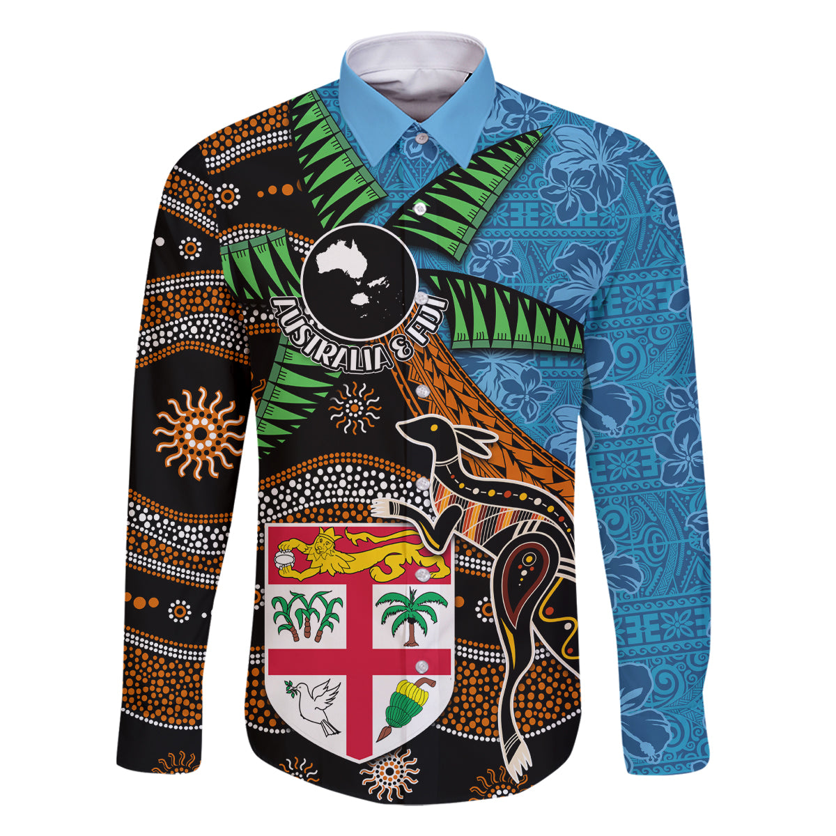 Fiji and Australia Family Matching Tank Maxi Dress and Hawaiian Shirt Fijian and Aboriginal mix Culture