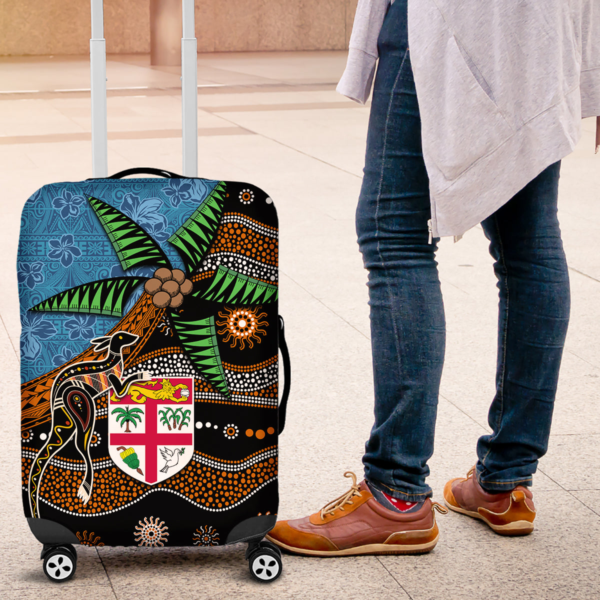 Fiji and Australia Luggage Cover Fijian and Aboriginal mix Culture