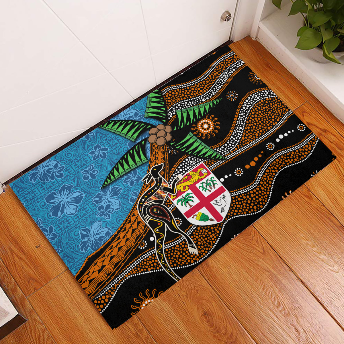 Fiji and Australia Rubber Doormat Fijian and Aboriginal mix Culture