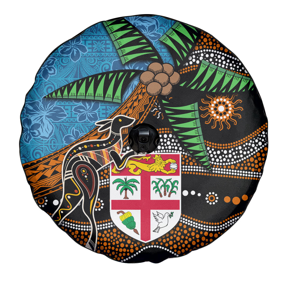 Fiji and Australia Spare Tire Cover Fijian and Aboriginal mix Culture