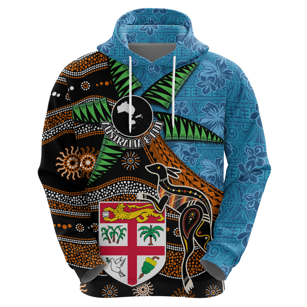 Fiji and Australia Zip Hoodie Fijian and Aboriginal mix Culture