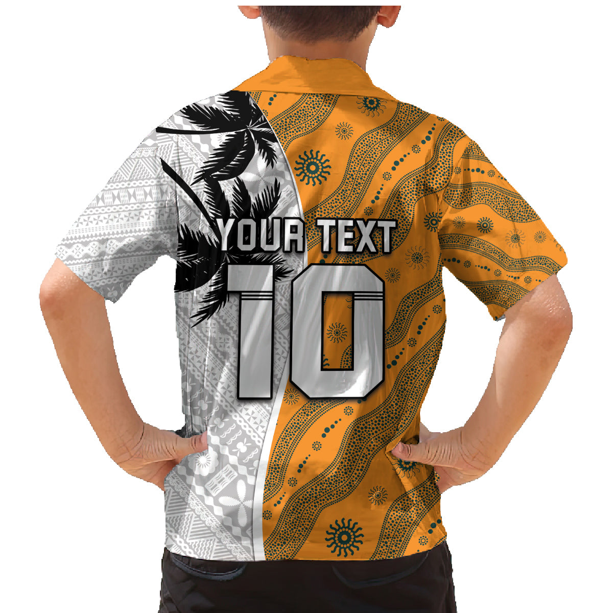 Custom Fiji and Australia Rugby Family Matching Mermaid Dress and Hawaiian Shirt Tapa Mix Aboriginal Pattern Half Style LT03 - Polynesian Pride