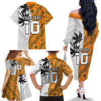 Custom Fiji and Australia Rugby Family Matching Off The Shoulder Long Sleeve Dress and Hawaiian Shirt Tapa Mix Aboriginal Pattern Half Style