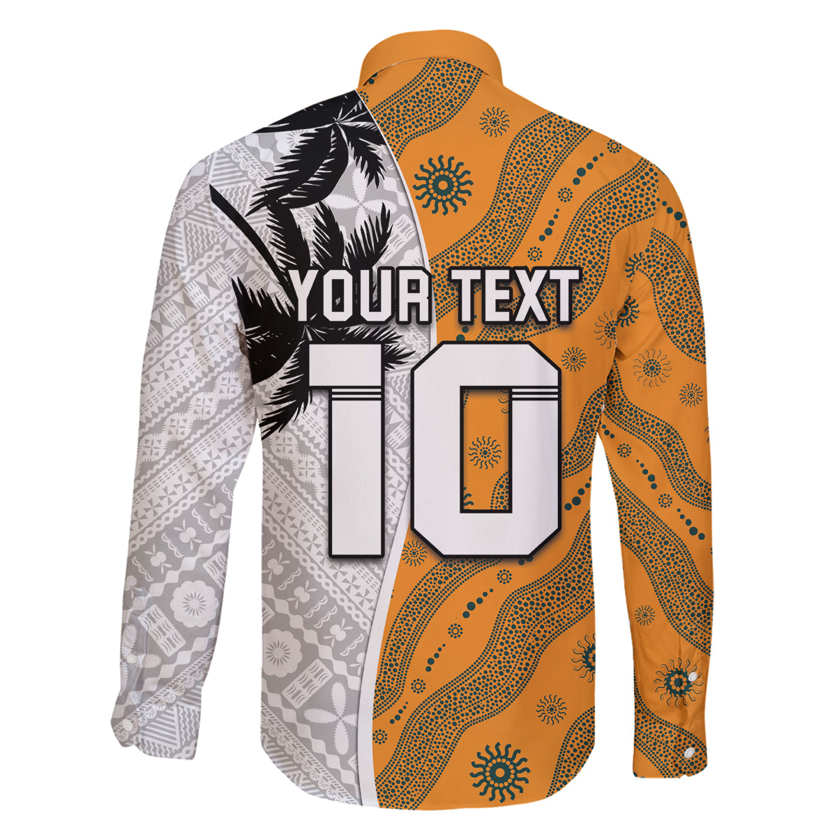 Custom Fiji and Australia Rugby Family Matching Off The Shoulder Long Sleeve Dress and Hawaiian Shirt Tapa Mix Aboriginal Pattern Half Style