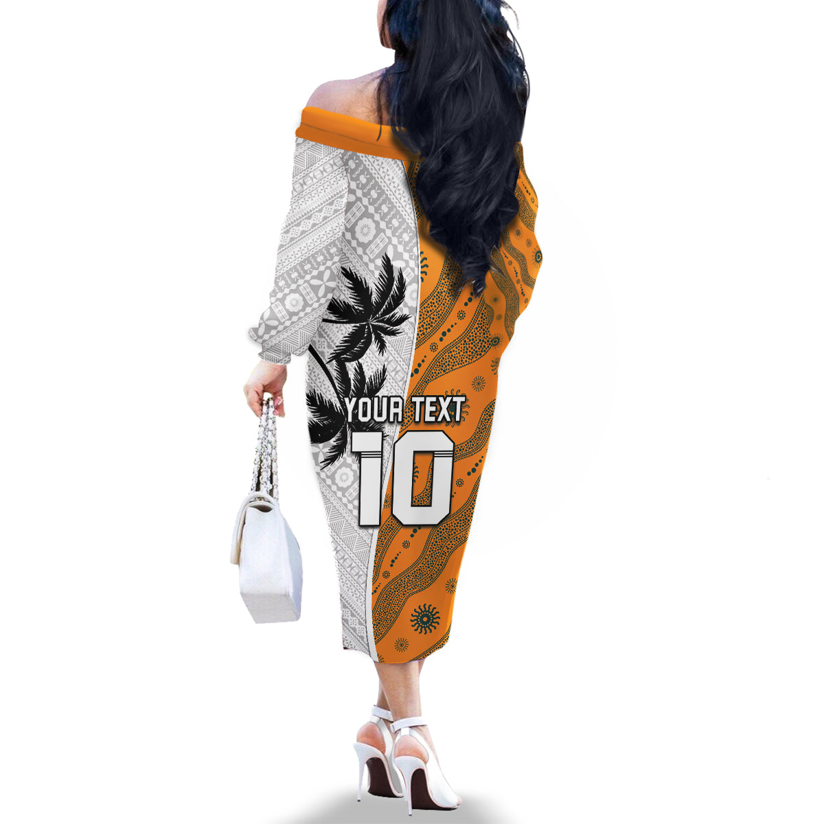 Custom Fiji and Australia Rugby Family Matching Off The Shoulder Long Sleeve Dress and Hawaiian Shirt Tapa Mix Aboriginal Pattern Half Style