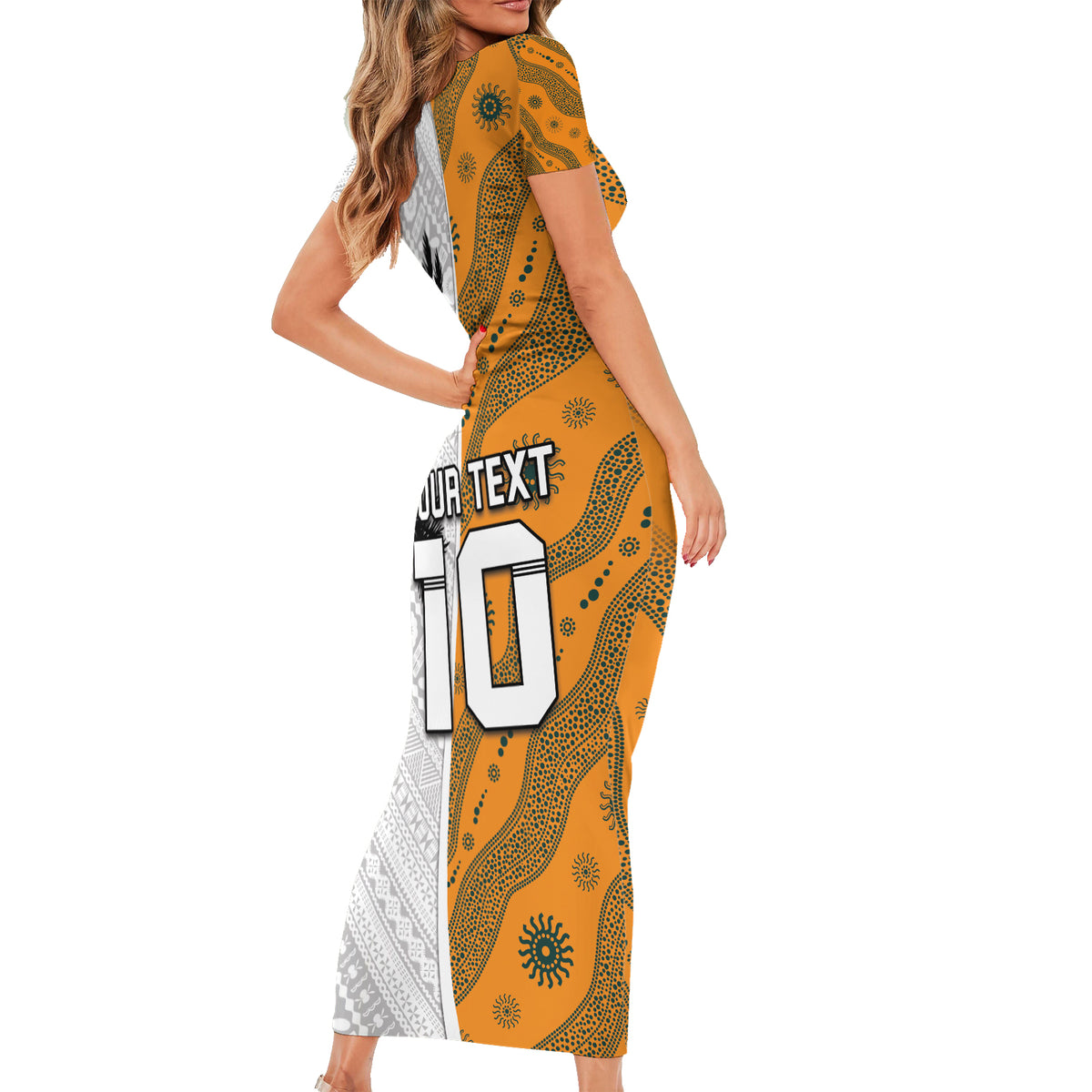 Custom Fiji and Australia Rugby Family Matching Short Sleeve Bodycon Dress and Hawaiian Shirt Tapa Mix Aboriginal Pattern Half Style LT03 - Polynesian Pride