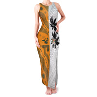 Custom Fiji and Australia Rugby Family Matching Tank Maxi Dress and Hawaiian Shirt Tapa Mix Aboriginal Pattern Half Style LT03 Mom's Dress White - Polynesian Pride