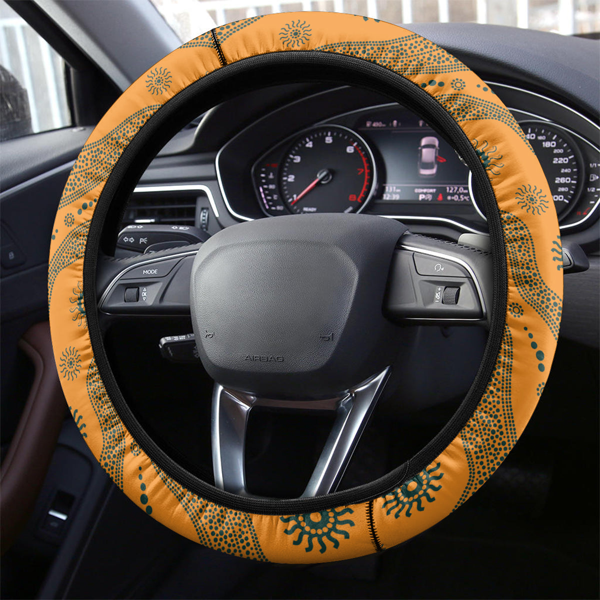 Fiji and Australia Rugby Steering Wheel Cover Tapa Mix Aboriginal Pattern Half Style