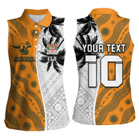 Custom Fiji and Australia Rugby Women Sleeveless Polo Shirt Tapa Mix Aboriginal Pattern Half Style