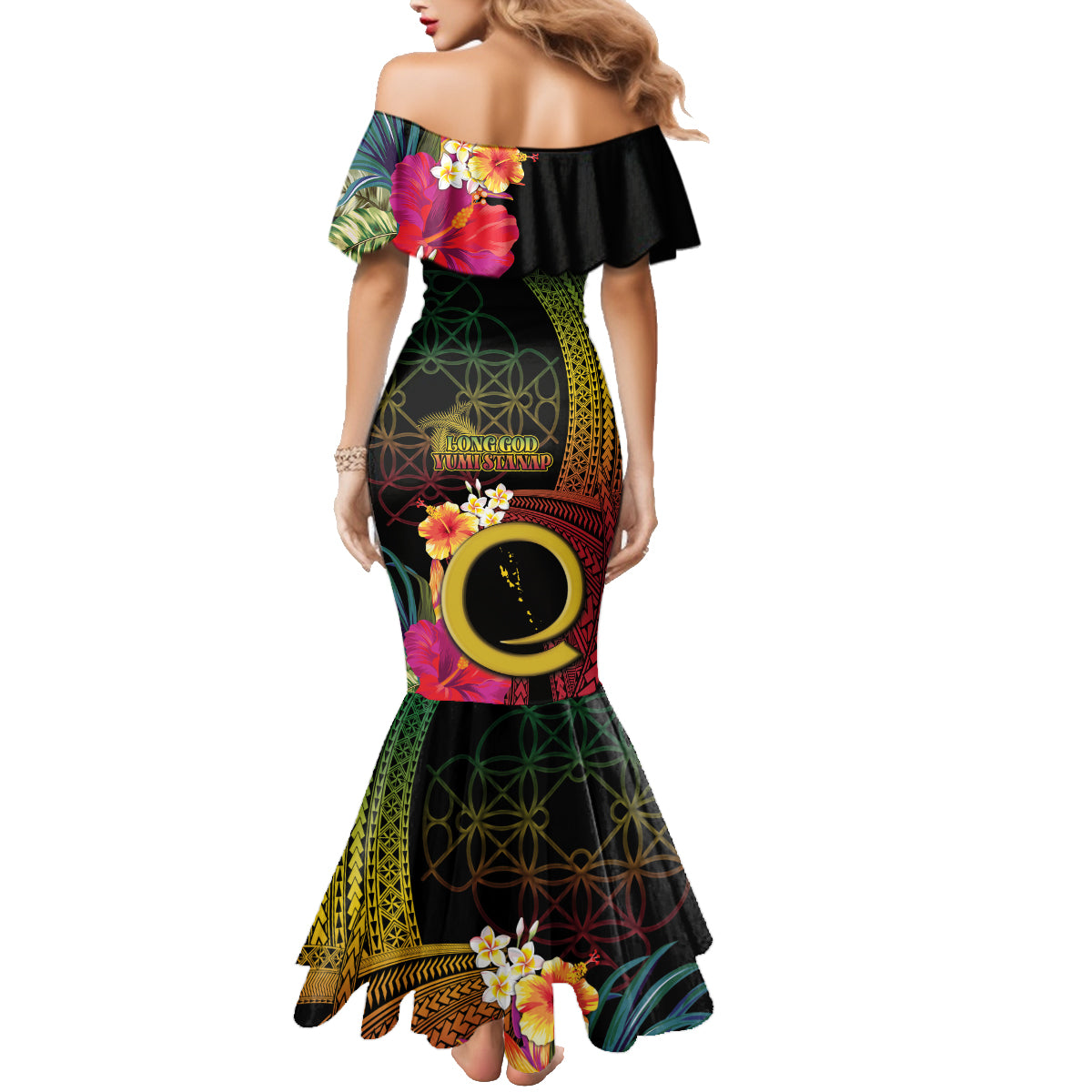 Vanuatu Independence Day Family Matching Mermaid Dress and Hawaiian Shirt Sand Drawing Melanesian Vibes LT03 - Polynesian Pride