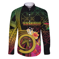 Vanuatu Independence Day Family Matching Short Sleeve Bodycon Dress and Hawaiian Shirt Sand Drawing Melanesian Vibes LT03 Dad's Shirt - Long Sleeve Black - Polynesian Pride