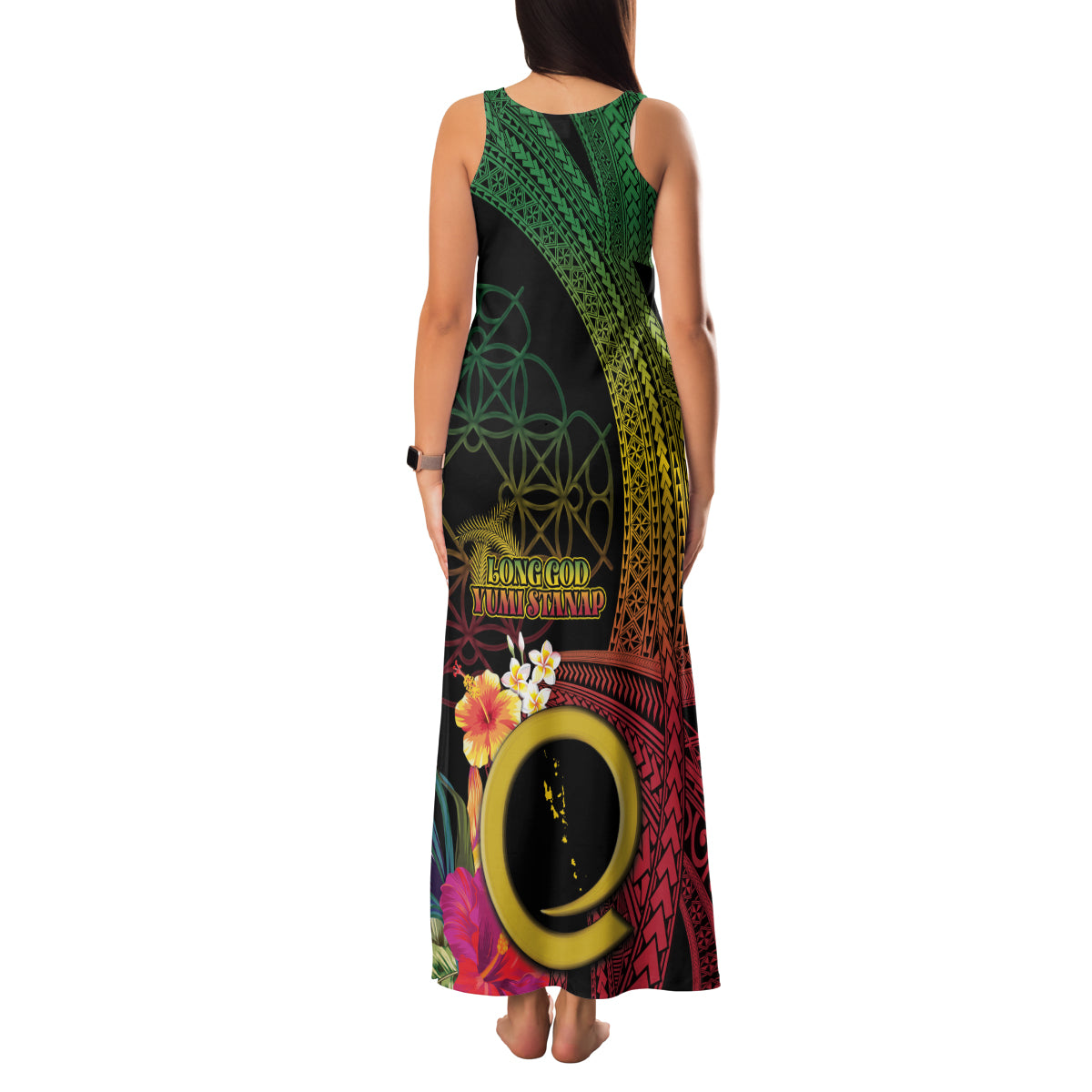 Vanuatu Independence Day Family Matching Tank Maxi Dress and Hawaiian Shirt Sand Drawing Melanesian Vibes