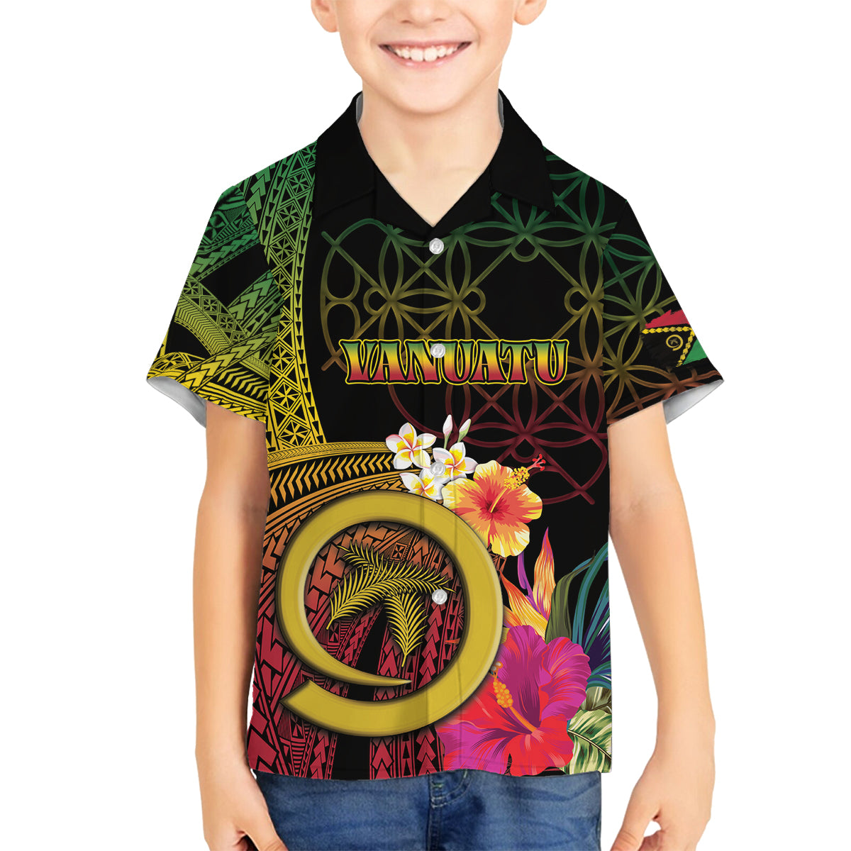 Vanuatu Independence Day Family Matching Tank Maxi Dress and Hawaiian Shirt Sand Drawing Melanesian Vibes