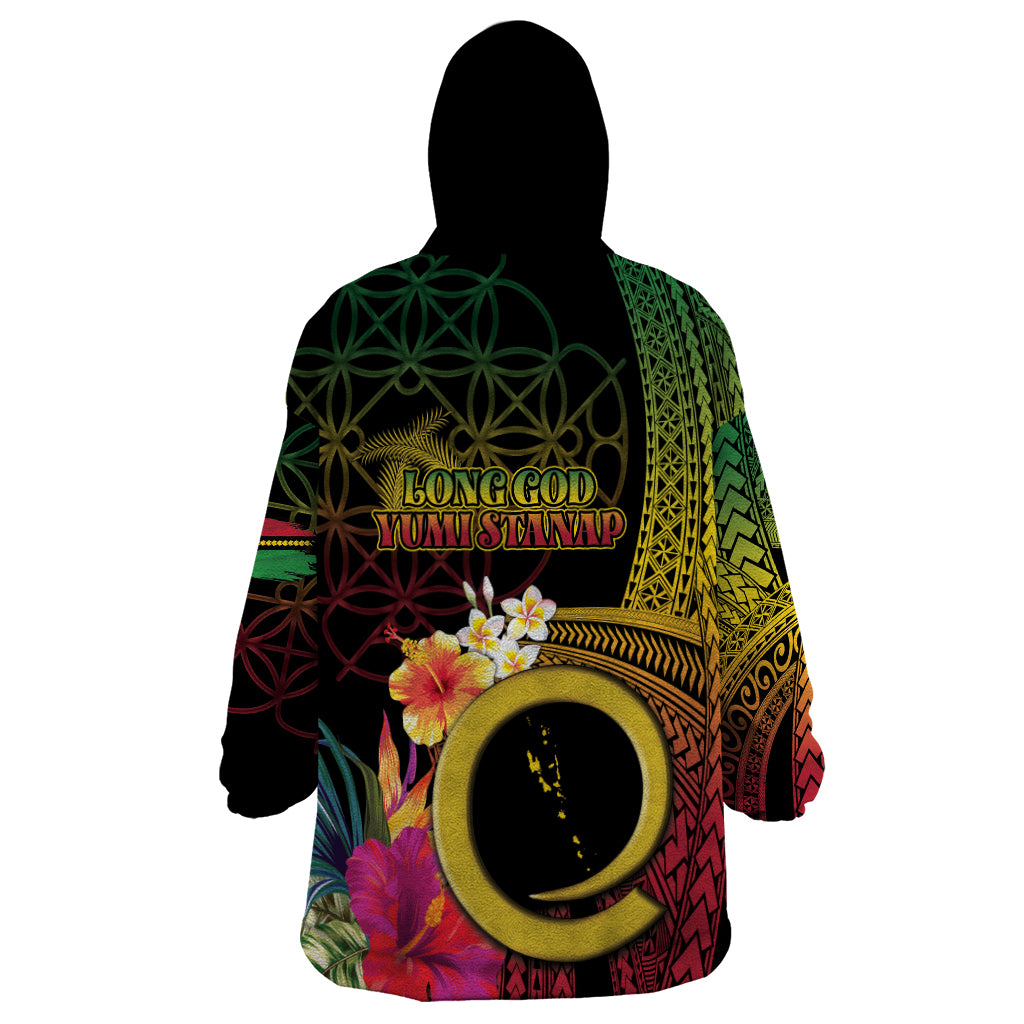 Vanuatu Independence Day Wearable Blanket Hoodie Sand Drawing Melanesian Vibes