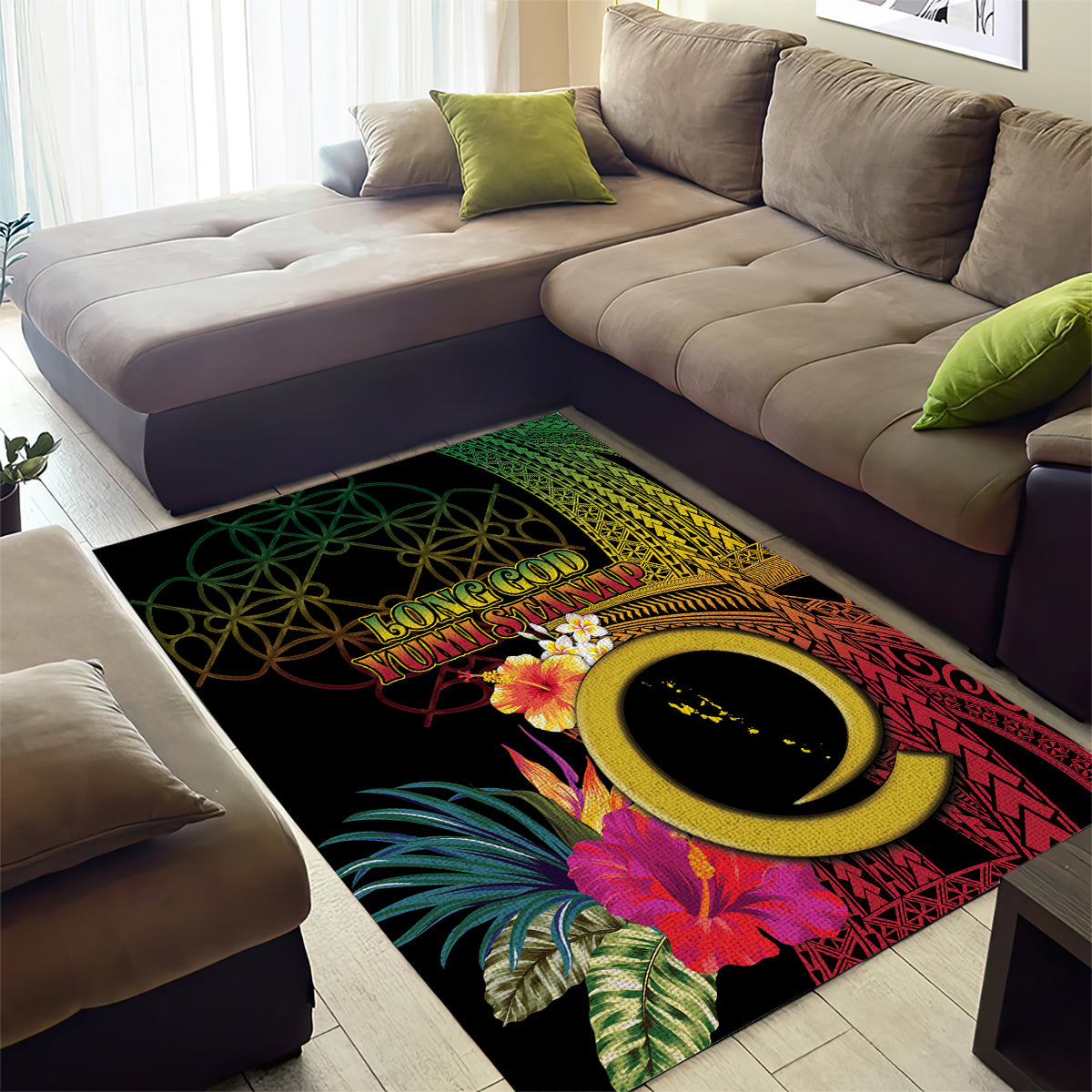 Vanuatu Selebretem 44th Indipendens Dei Area Rug Sand Drawing Melanesian Vibes