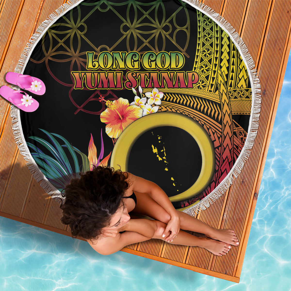 Vanuatu Selebretem 44th Indipendens Dei Beach Blanket Sand Drawing Melanesian Vibes