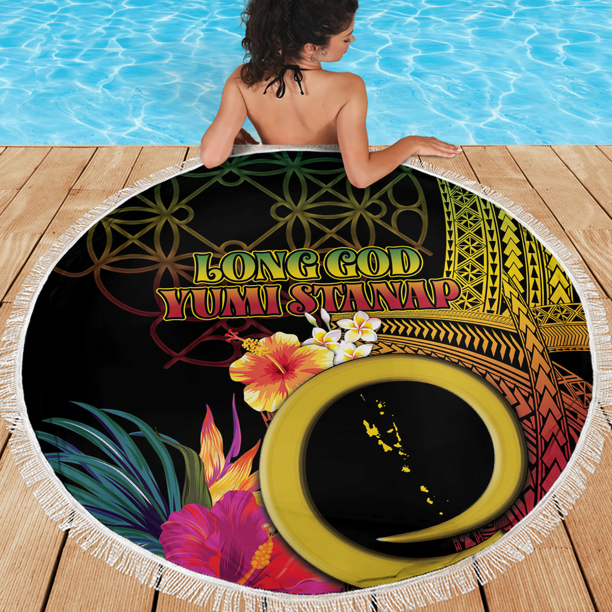 Vanuatu Selebretem 44th Indipendens Dei Beach Blanket Sand Drawing Melanesian Vibes