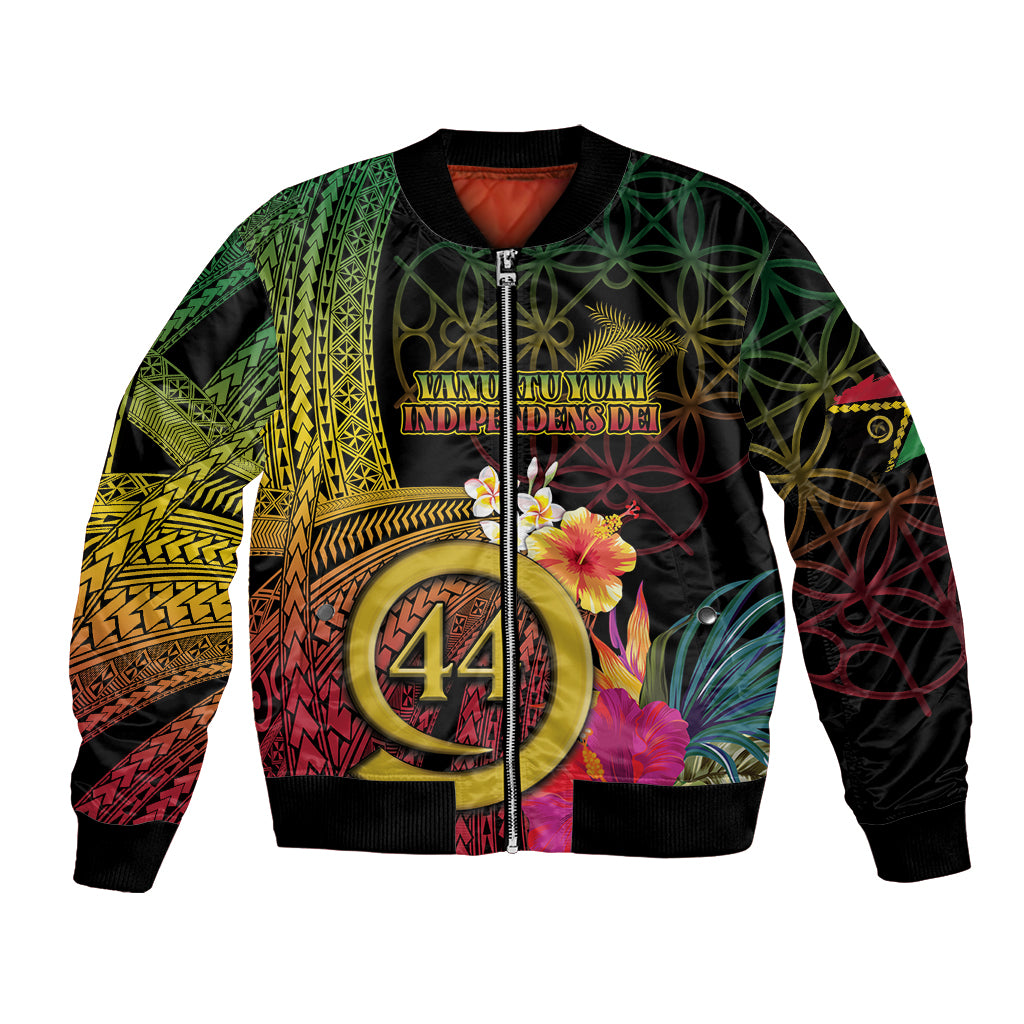 Vanuatu Selebretem 44th Indipendens Dei Bomber Jacket Sand Drawing Melanesian Vibes