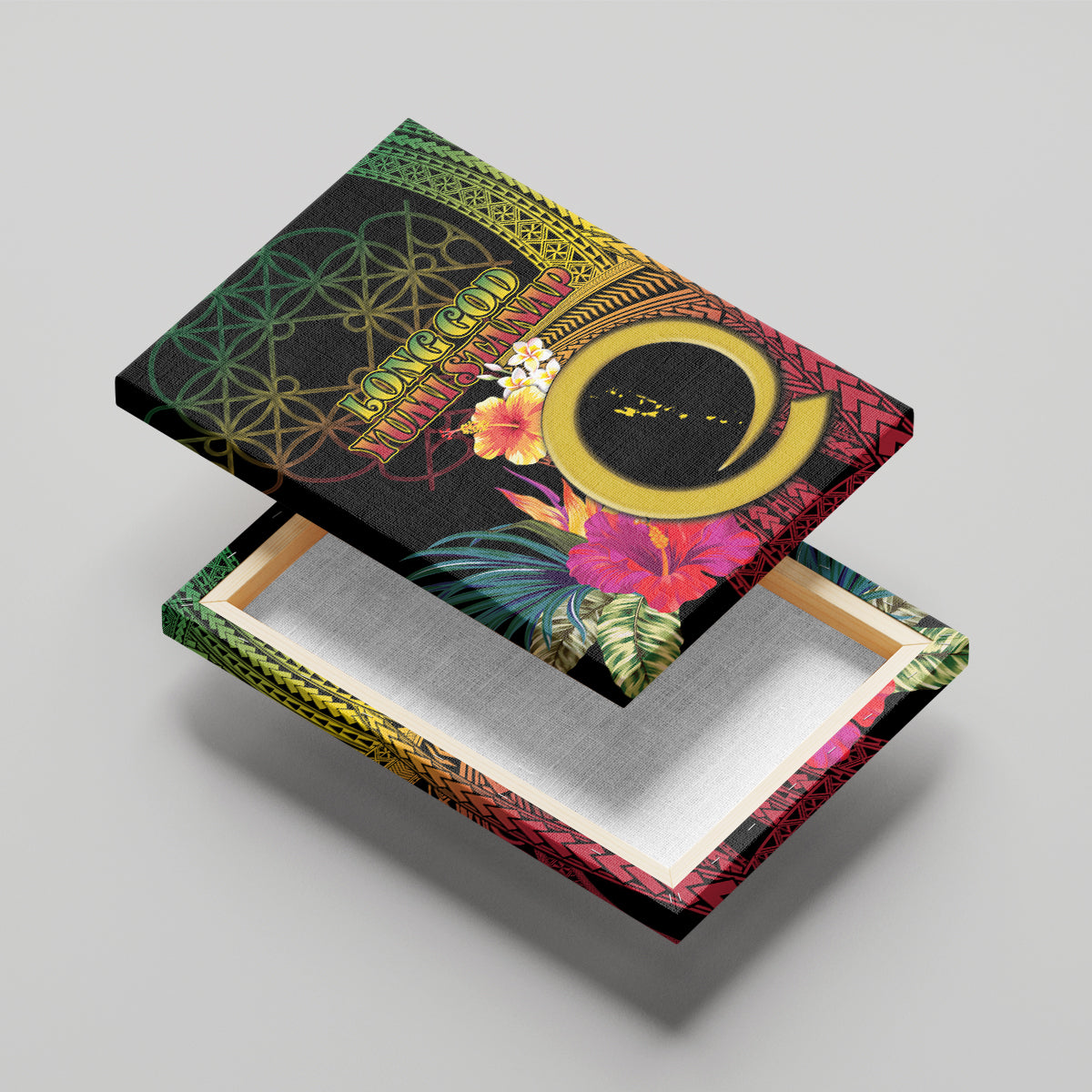 Vanuatu Selebretem 44th Indipendens Dei Canvas Wall Art Sand Drawing Melanesian Vibes