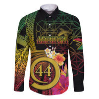 Vanuatu Selebretem 44th Indipendens Dei Family Matching Off The Shoulder Long Sleeve Dress and Hawaiian Shirt Sand Drawing Melanesian Vibes