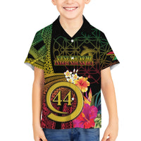 Vanuatu Selebretem 44th Indipendens Dei Family Matching Off Shoulder Maxi Dress and Hawaiian Shirt Sand Drawing Melanesian Vibes LT03 Son's Shirt Black - Polynesian Pride