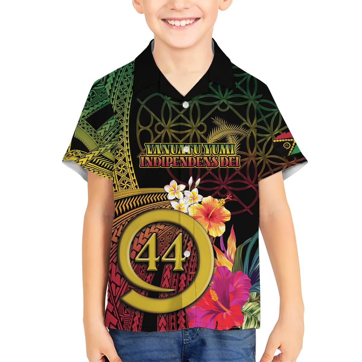 Vanuatu Selebretem 44th Indipendens Dei Hawaiian Shirt Sand Drawing Melanesian Vibes