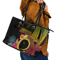 Vanuatu Selebretem 44th Indipendens Dei Leather Tote Bag Sand Drawing Melanesian Vibes