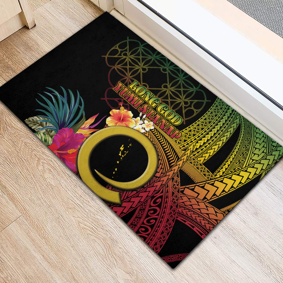 Vanuatu Selebretem 44th Indipendens Dei Rubber Doormat Sand Drawing Melanesian Vibes
