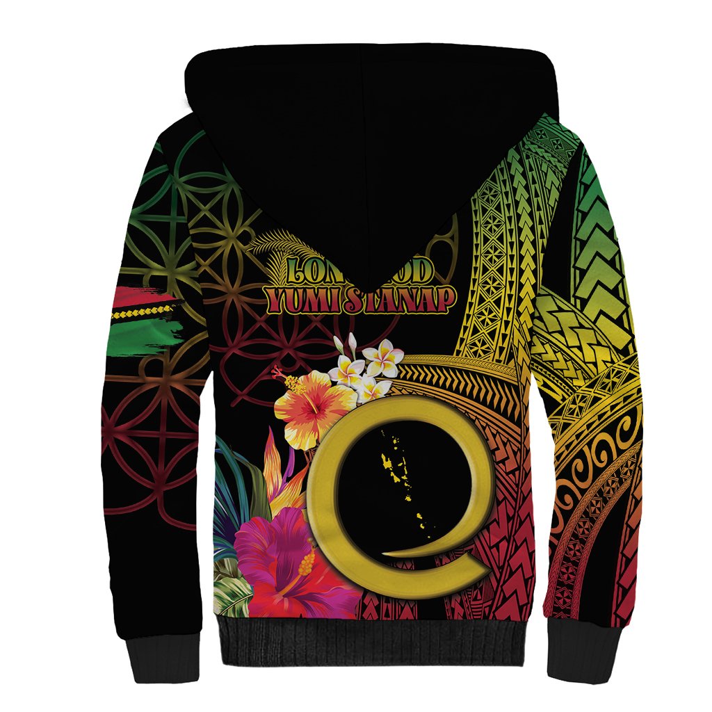 Vanuatu Selebretem 44th Indipendens Dei Sherpa Hoodie Sand Drawing Melanesian Vibes