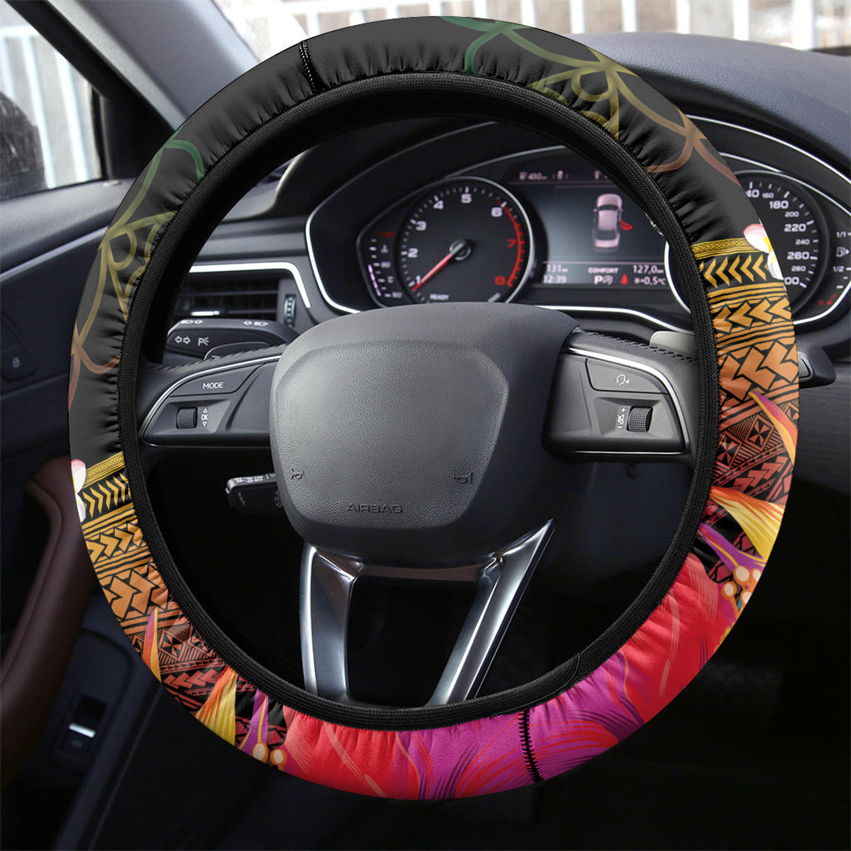 Vanuatu Selebretem 44th Indipendens Dei Steering Wheel Cover Sand Drawing Melanesian Vibes