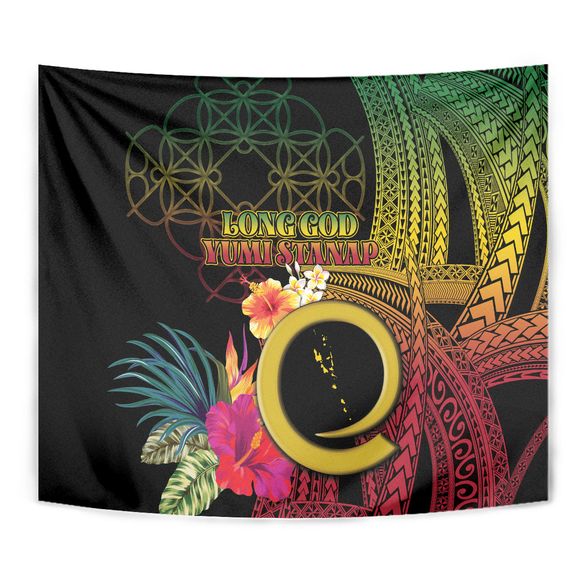 Vanuatu Selebretem 44th Indipendens Dei Tapestry Sand Drawing Melanesian Vibes