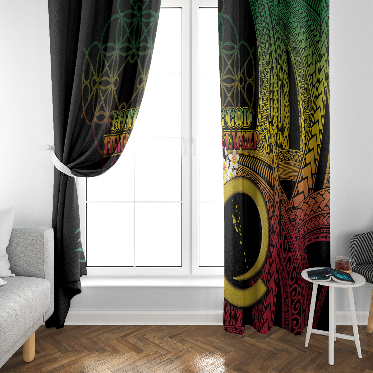 Vanuatu Selebretem 44th Indipendens Dei Window Curtain Sand Drawing Melanesian Vibes