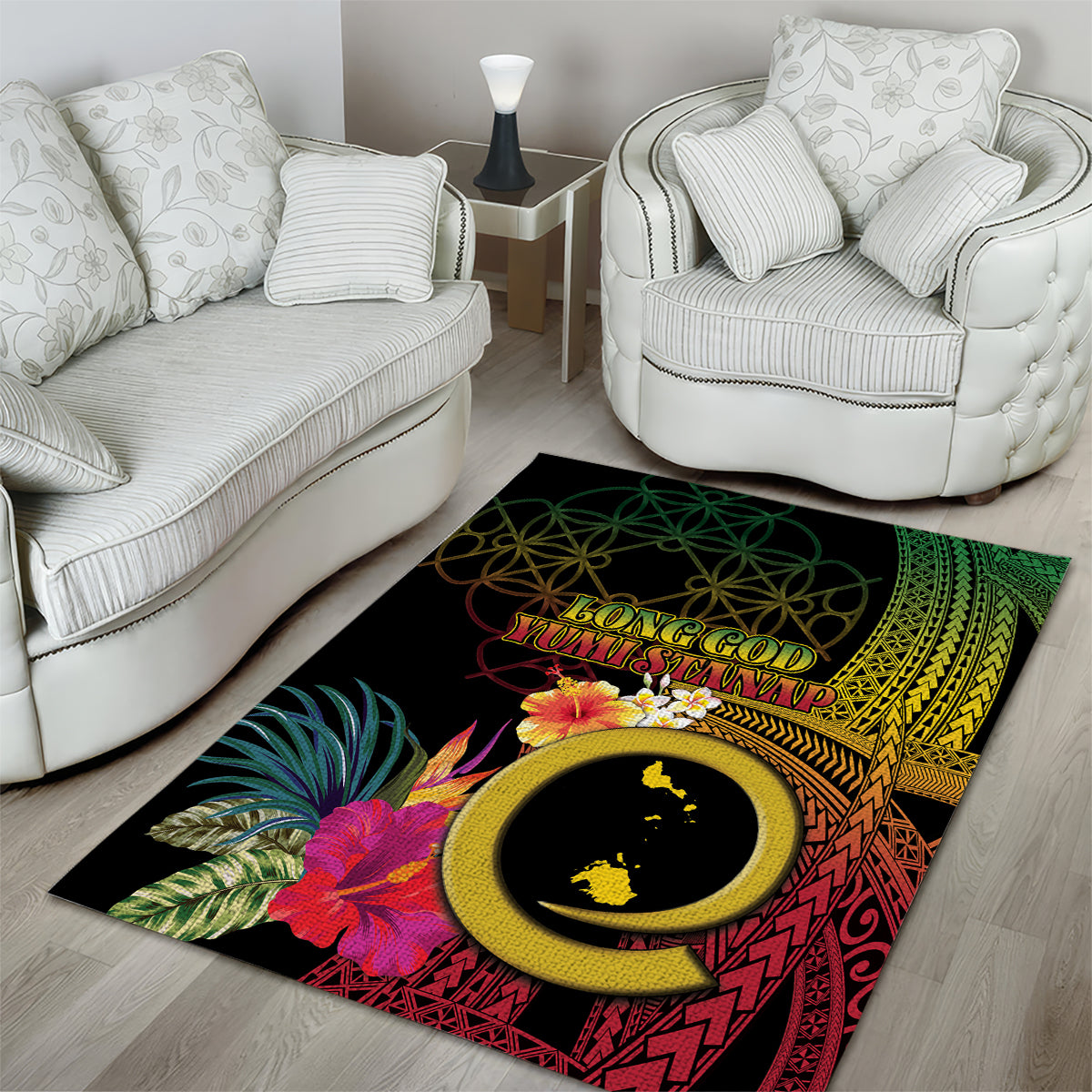 Vanuatu Shefa Day Area Rug Sand Drawing Melanesian