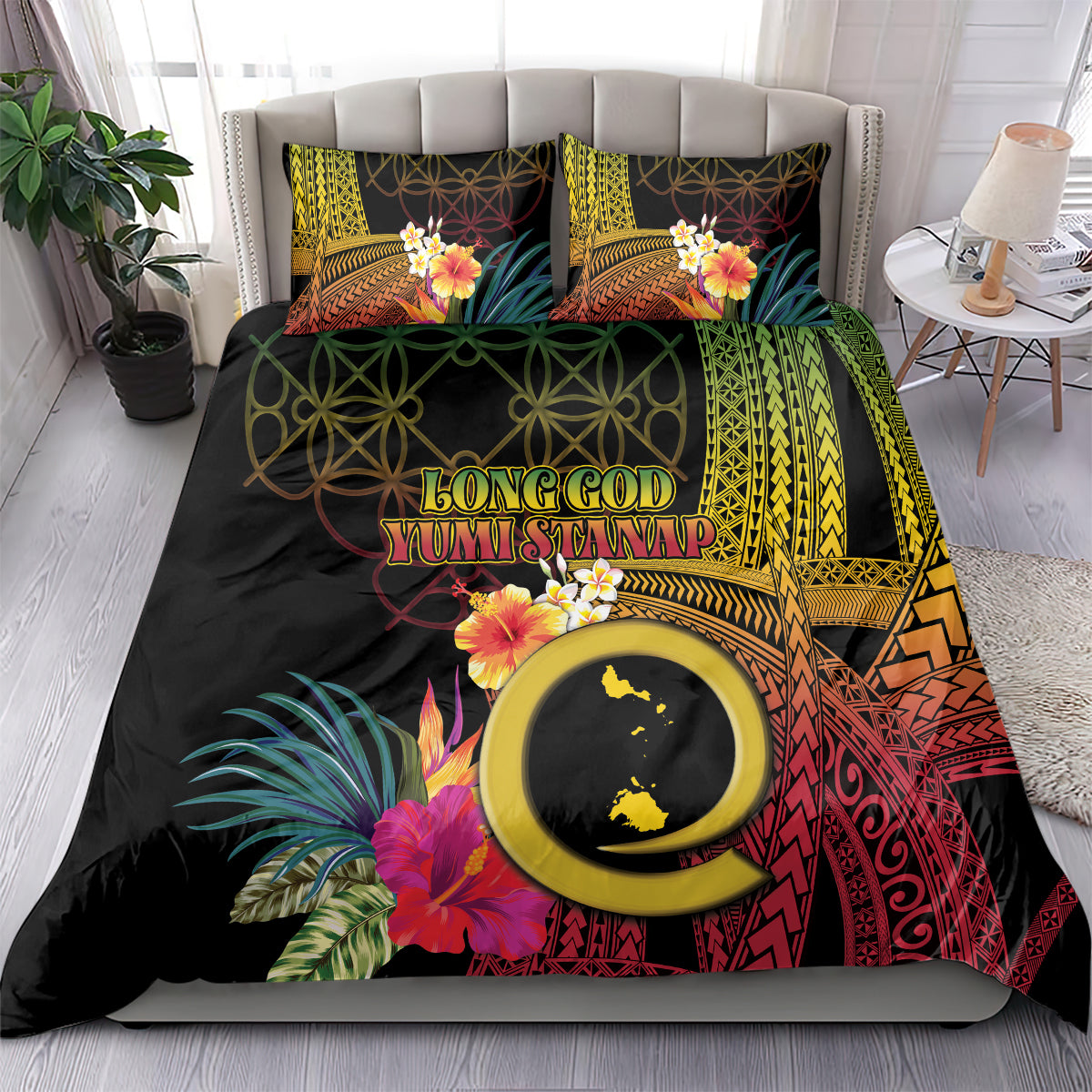 Vanuatu Shefa Day Bedding Set Sand Drawing Melanesian