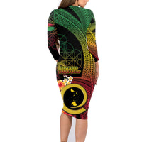 Vanuatu Shefa Day Family Matching Long Sleeve Bodycon Dress and Hawaiian Shirt Sand Drawing Melanesian LT03 - Polynesian Pride