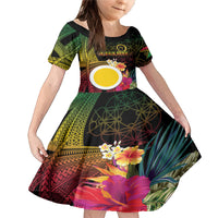 Vanuatu Shefa Day Family Matching Mermaid Dress and Hawaiian Shirt Sand Drawing Melanesian LT03 Daughter's Dress Black - Polynesian Pride